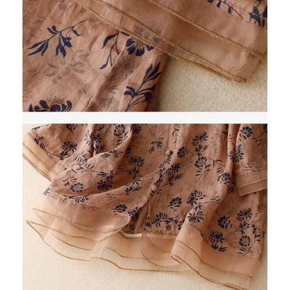 Women’s Pure Cotton Printed Shirt with Organza Detail