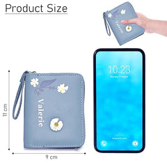 Women’s Small Wallet – Genuine Leather Credit Card Holder with Zipper Coin Purse & RFID Security (Blue)