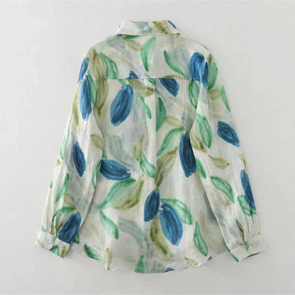 Women’s Pure Cotton Printed Casual Shirt with Full Sleeves