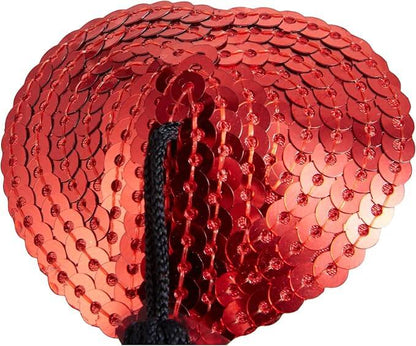Red Sequin Nipple Covers with Black Tassels