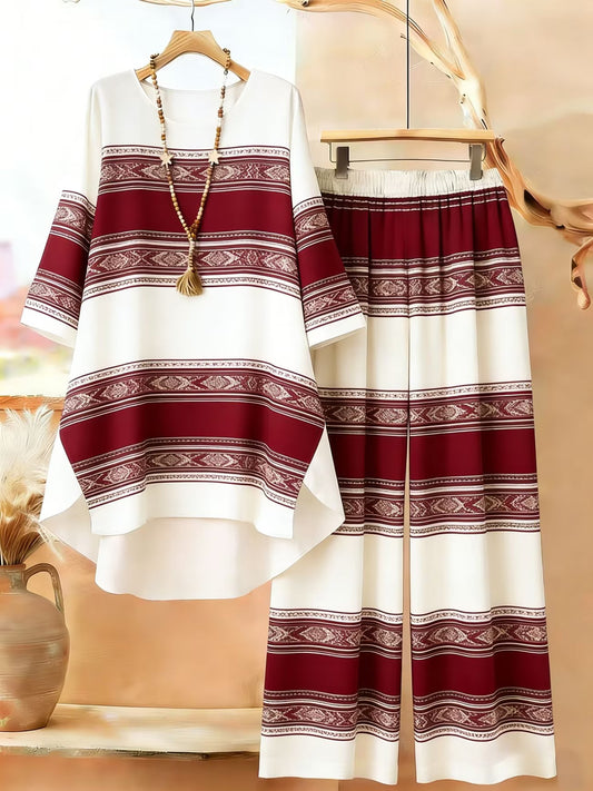 Elegant Botanical Print 2-Piece Women’s Co-Ord Set