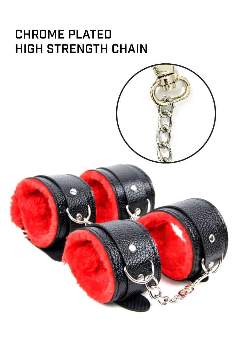 Black Red 11 Pc Bondage  Kit for BDSM play