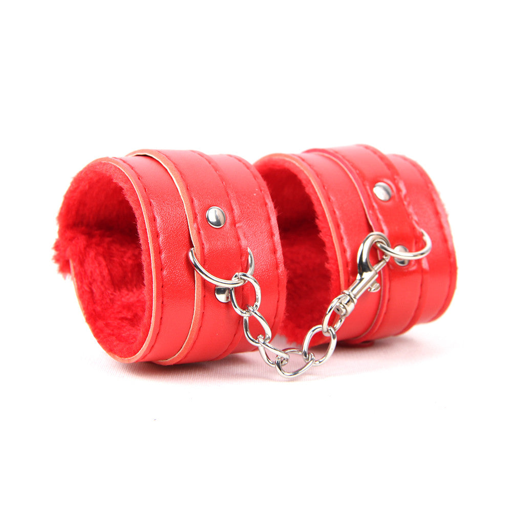 Red SM Bondage Sex Leather Handcuffs