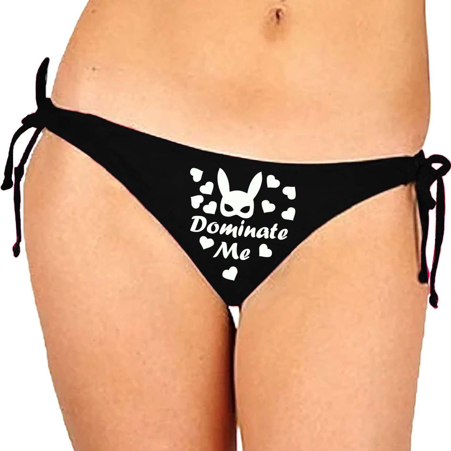 Glow in the Dark Dominate Me black satin Panty