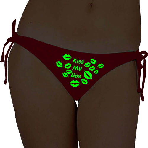 Glow In The Dark Kiss My Lips Satin Panty- Red