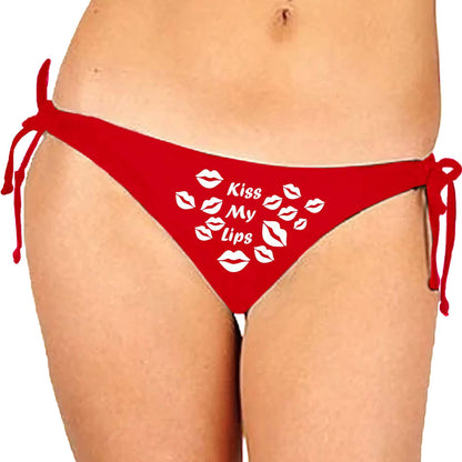Glow In The Dark Kiss My Lips Satin Panty- Red