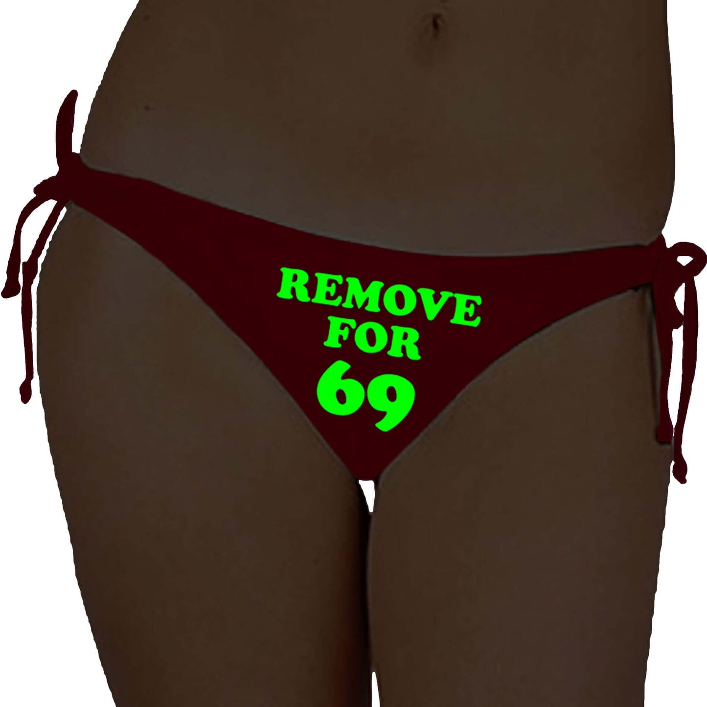 Red Satin Glow In The Dark Panty With Remove For 69 Print