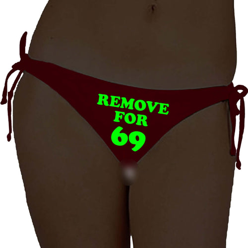Red Glow Satin Lingerie Panty with "69" Print Detail
