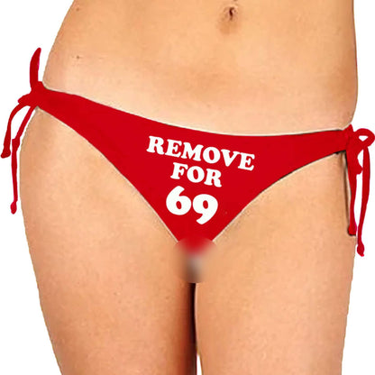 Red Glow Satin Lingerie Panty with "69" Print Detail