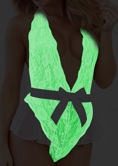 White Lace Glow-in-the-Dark Teddy Bodysuit