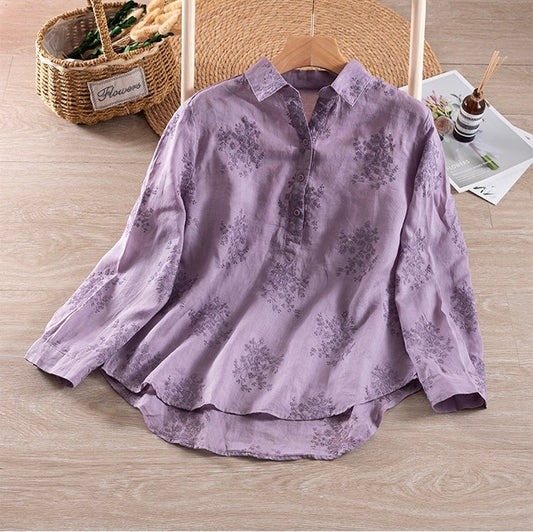 Women’s Embroidered Pure Cotton High-Low Comfort Top