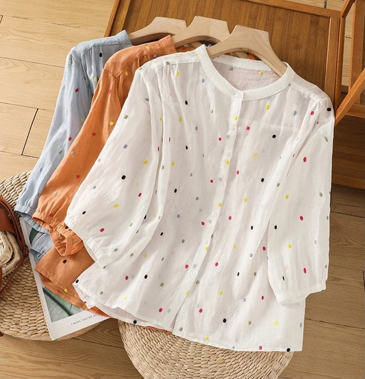 Women’s Colorful Butti Embroidered Pure Cotton Casual Shirt