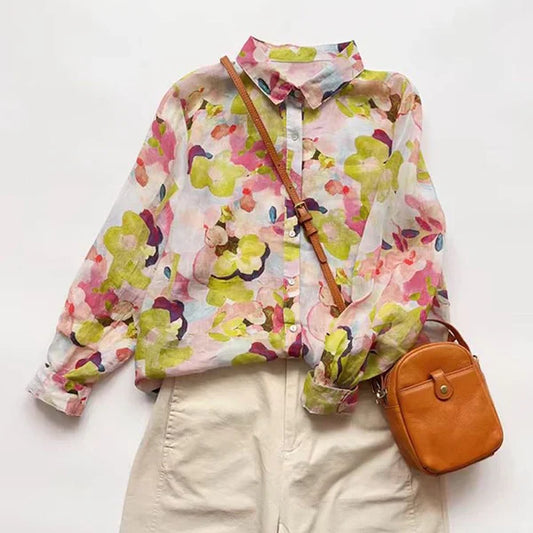 Women’s Ethereal Bloom Floral Print Pure Cotton Shirt