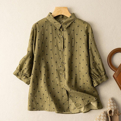 Women’s Pure Cotton Polka Dot Printed Casual Shirt