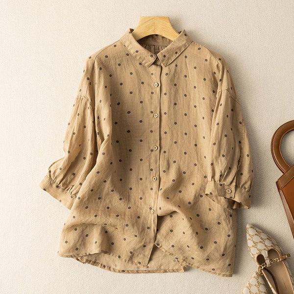 Women’s Pure Cotton Polka Dot Printed Casual Shirt