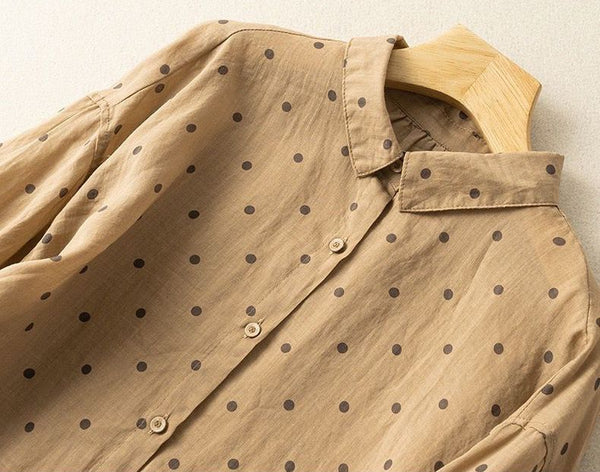 Women’s Pure Cotton Polka Dot Printed Casual Shirt