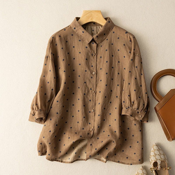 Women’s Pure Cotton Polka Dot Printed Casual Shirt