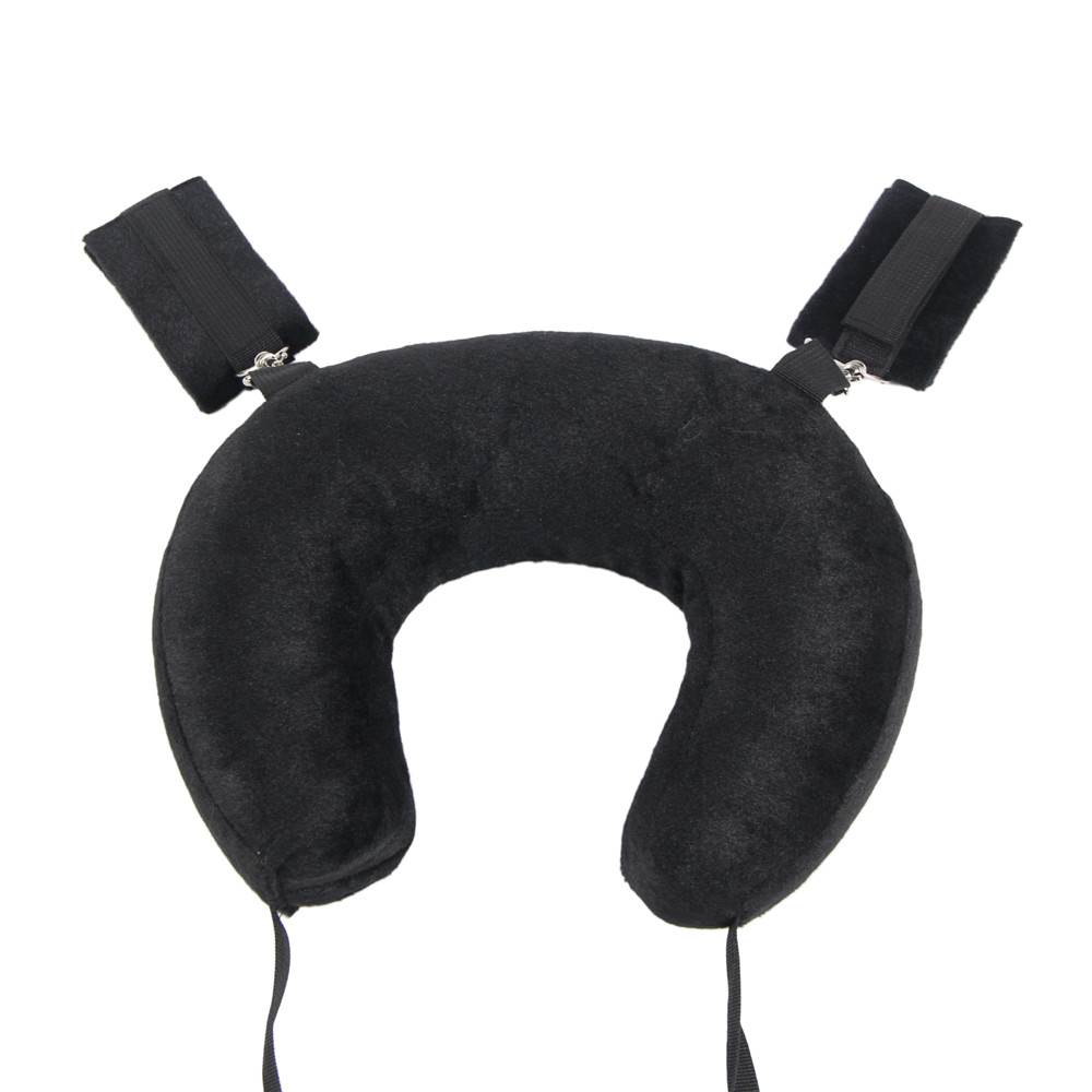 BDSM Sex Bondage Restraints Neck Support Sex Pillow | Thigh Restraint Sling Ankle Wrist Cuff Adjustable Straps Adult Sex aid for Couples Position Support | Black Colour