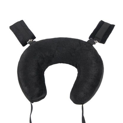 BDSM Sex Bondage Restraints Neck Support Sex Pillow | Thigh Restraint Sling Ankle Wrist Cuff Adjustable Straps Adult Sex aid for Couples Position Support | Black Colour