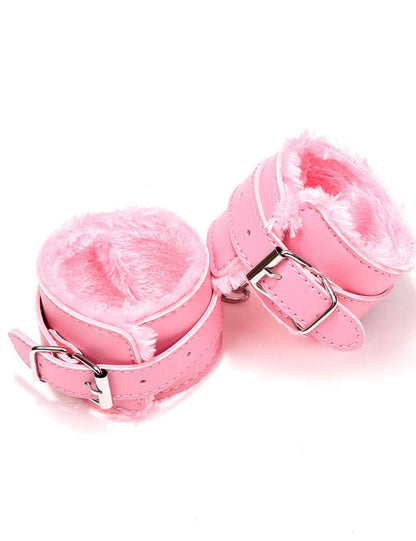 3 Pcs Pink Leather Bondage Kit