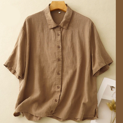 Women’s Oversized Pure Cotton Comfort Shirt with Half Sleeves