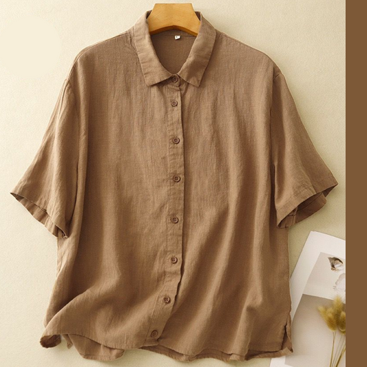 Women’s Oversized Pure Cotton Comfort Shirt with Half Sleeves