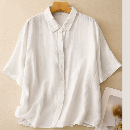 Women’s Oversized Pure Cotton Comfort Shirt with Half Sleeves