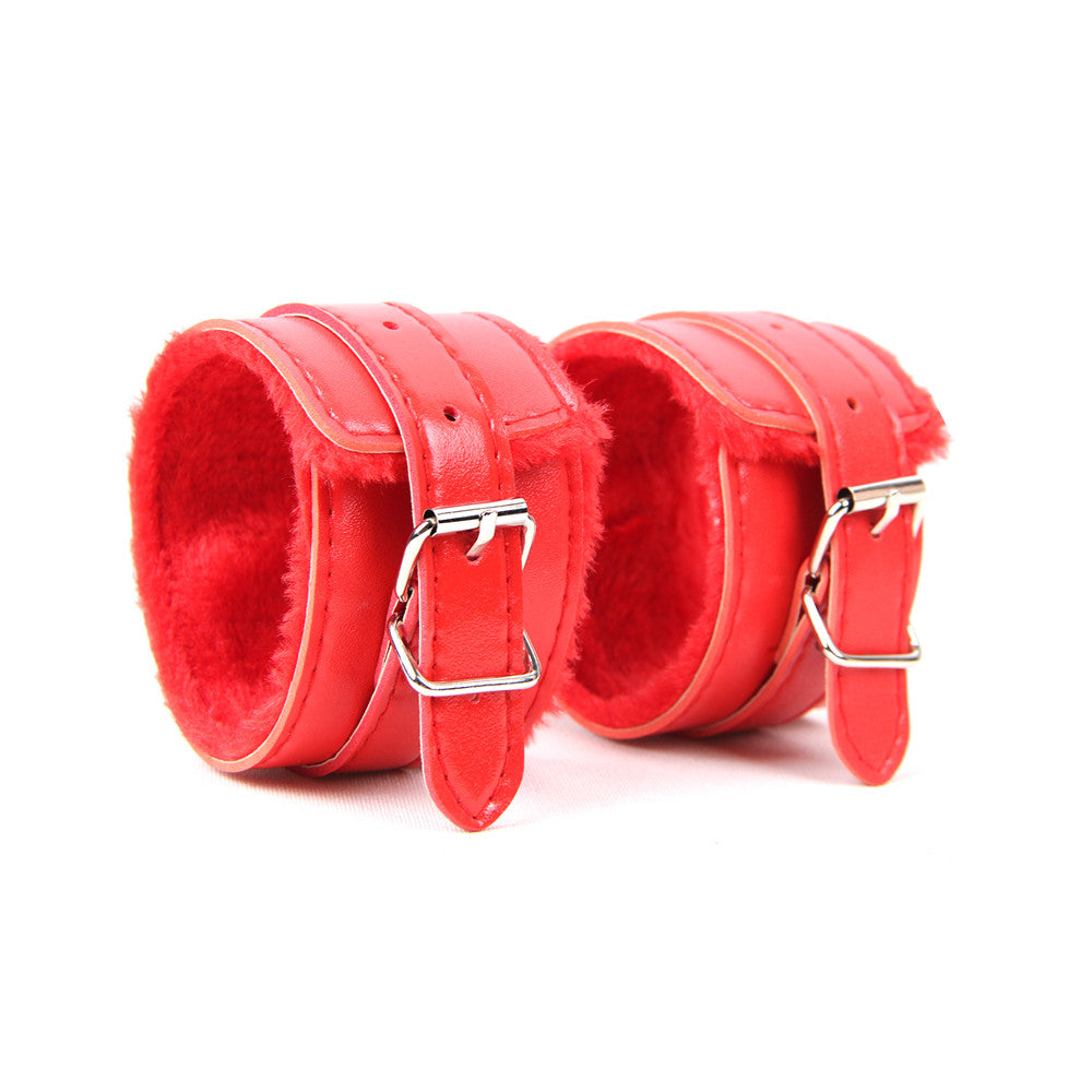 Red SM Bondage Sex Leather Handcuffs