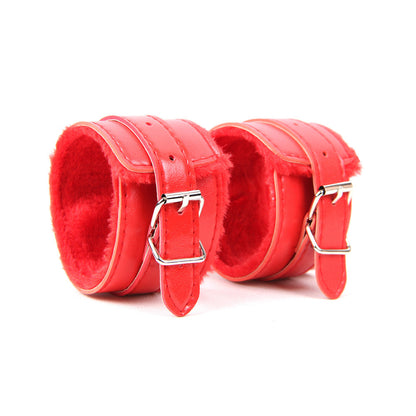Red SM Bondage Sex Leather Handcuffs