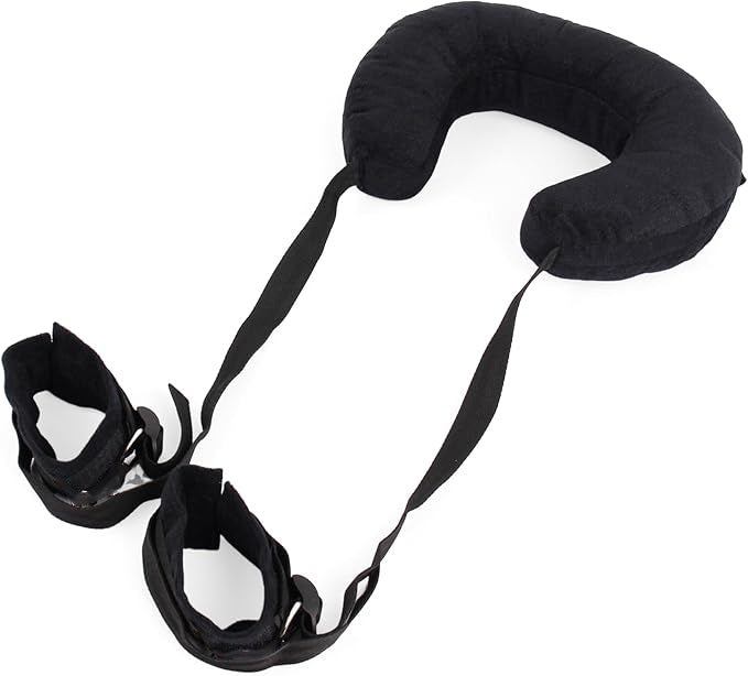 BDSM Sex Bondage Restraints Neck Support Sex Pillow | Thigh Restraint Sling Ankle Wrist Cuff Adjustable Straps Adult Sex aid for Couples Position Support | Black Colour