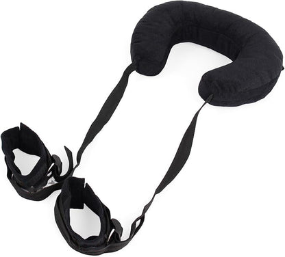 BDSM Sex Bondage Restraints Neck Support Sex Pillow | Thigh Restraint Sling Ankle Wrist Cuff Adjustable Straps Adult Sex aid for Couples Position Support | Black Colour