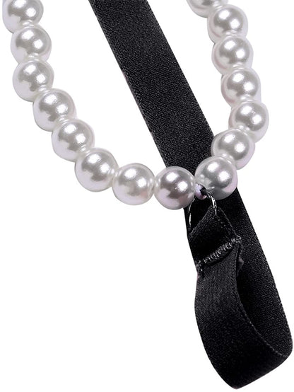 Twin Black-White pearl beaded Sexy Thong