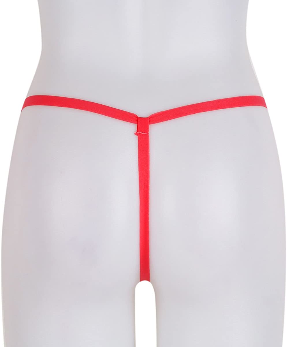 Red Thong with Delicate White Pearl Beading