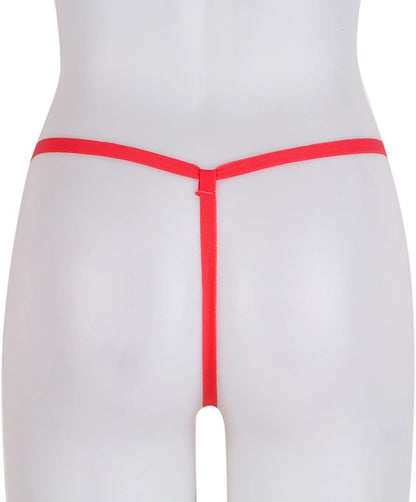 Red Thong with Delicate White Pearl Beading