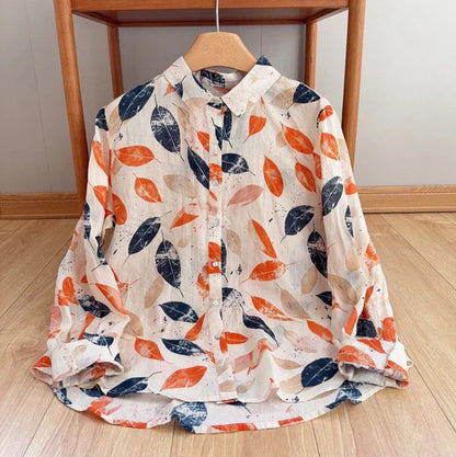 Women’s Leaf Print Pure Cotton Full Sleeve Shirt