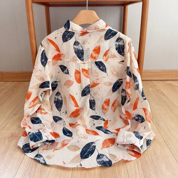 Women’s Leaf Print Pure Cotton Full Sleeve Shirt
