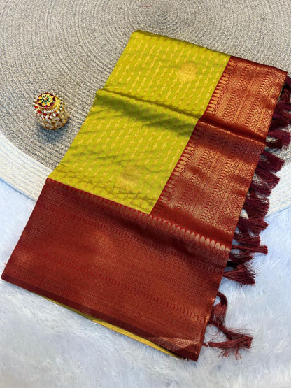 Anjali Kanjivaram Silk Saree with Traditional Weave and Rich Pallu