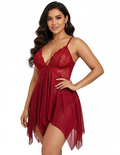 Scarlet Front-Open Lace Babydoll Lingerie
