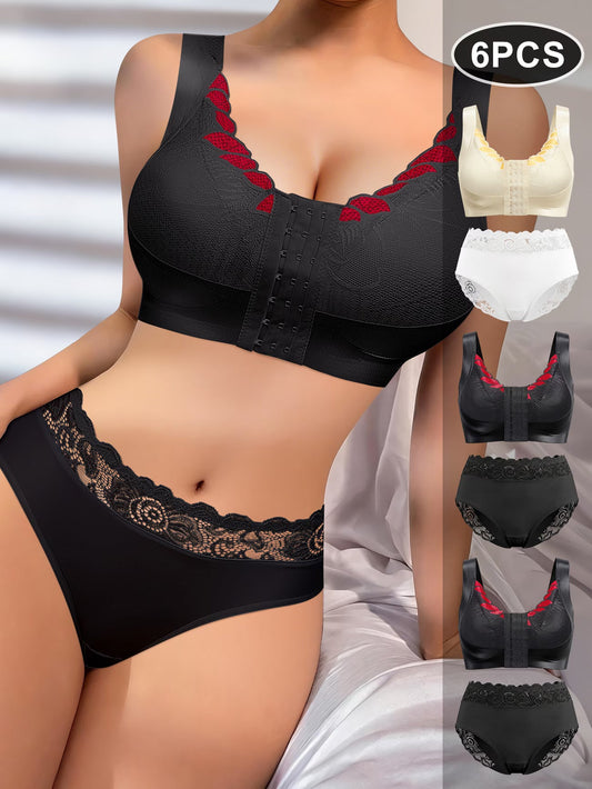 Pack of 6 Women’s Lace Lingerie Set
