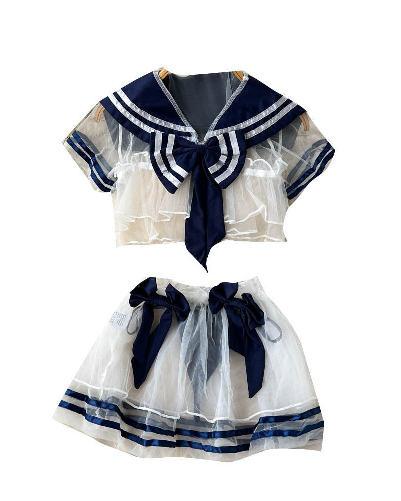 Sailor Playful Mesh Three Piece Lingerie
