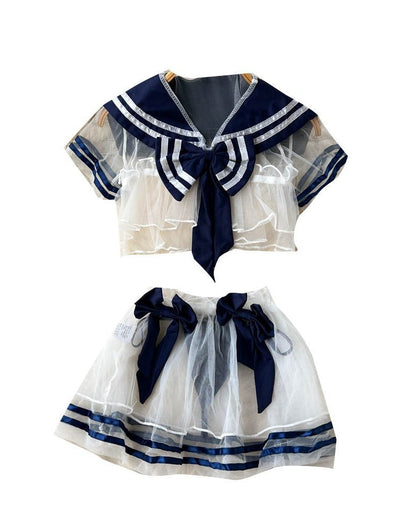 Sailor Playful Mesh Three Piece Lingerie