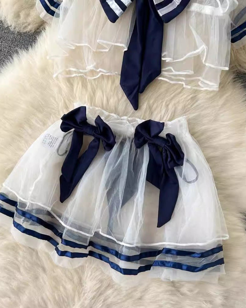 Sailor Playful Mesh Three Piece Lingerie