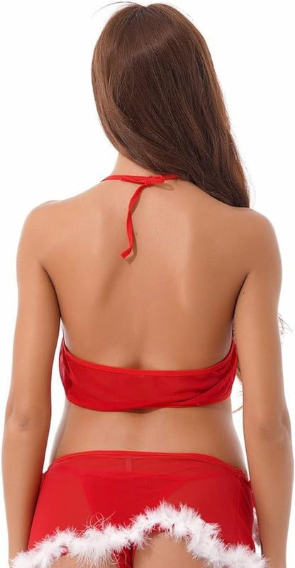 Snowy-Charm Two Piece Red Christmas Theme Costume