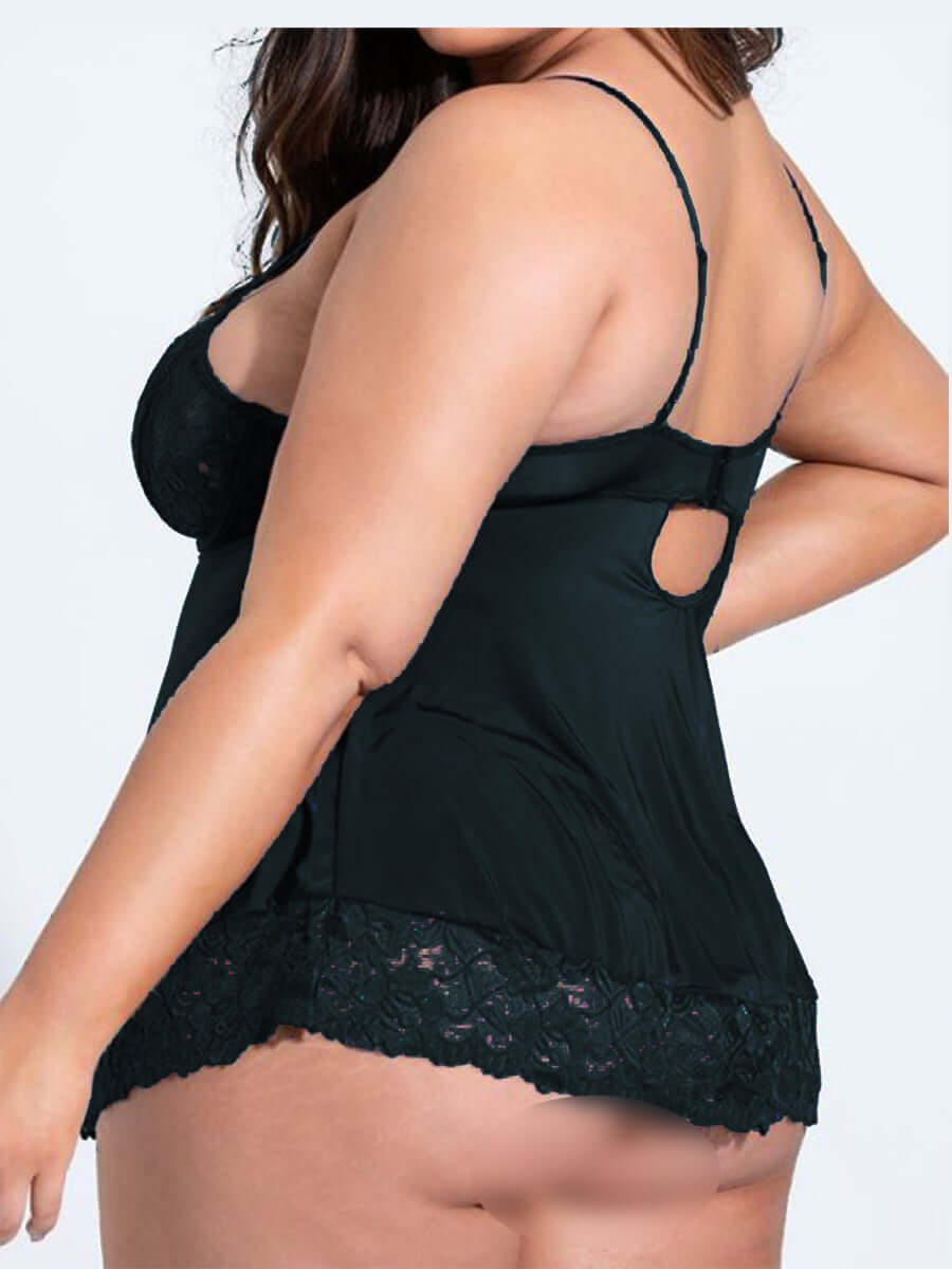 Stunning Wild Black Lacey Plus Size Babydoll