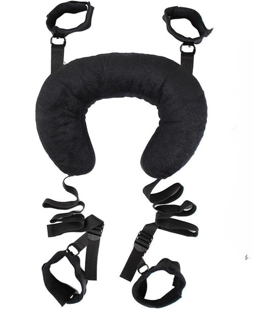 BDSM Sex Bondage Restraints Neck Support Sex Pillow | Thigh Restraint Sling Ankle Wrist Cuff Adjustable Straps Adult Sex aid for Couples Position Support | Black Colour