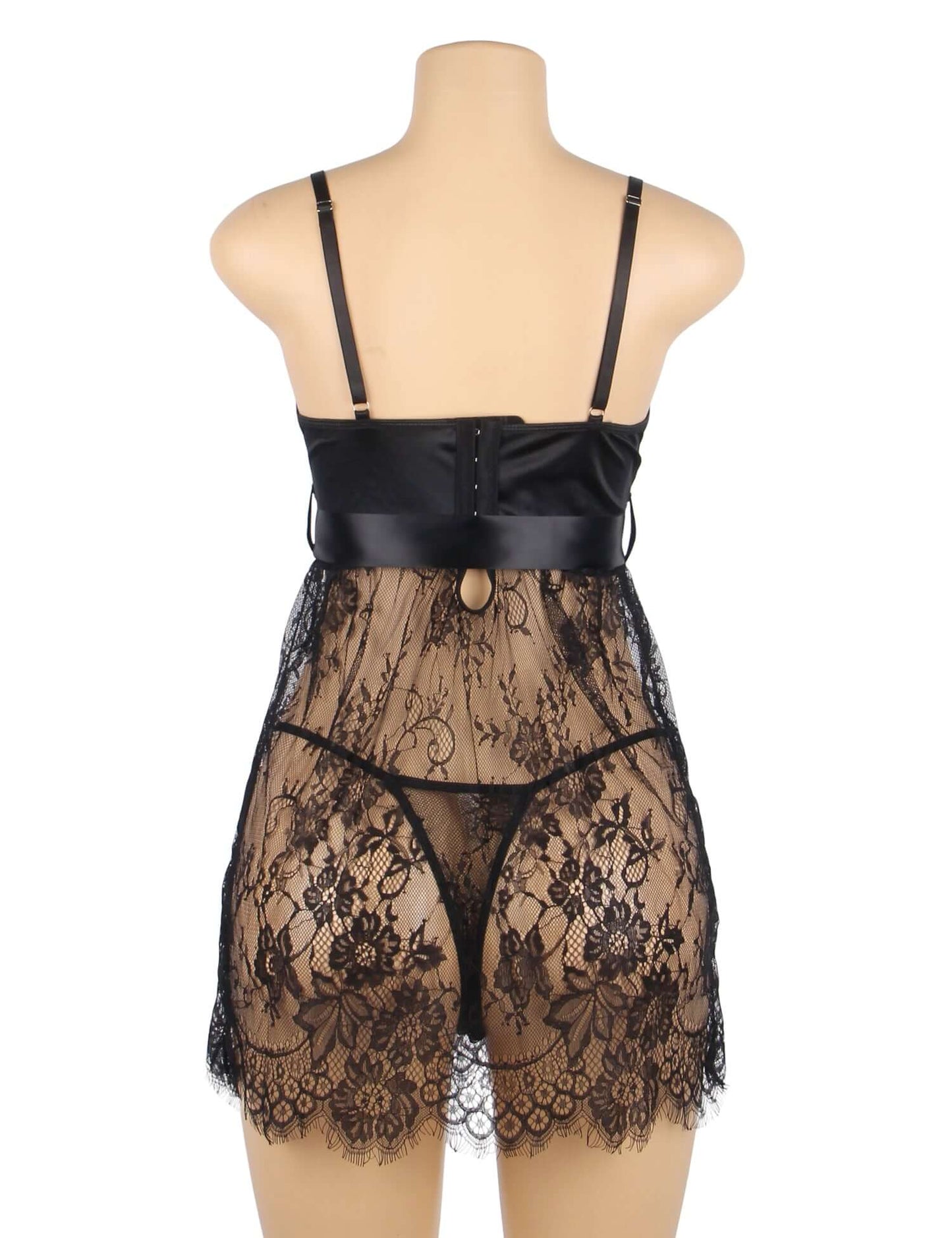 Black Eyelash Lace Transparent Babydoll Sexy Lingerie