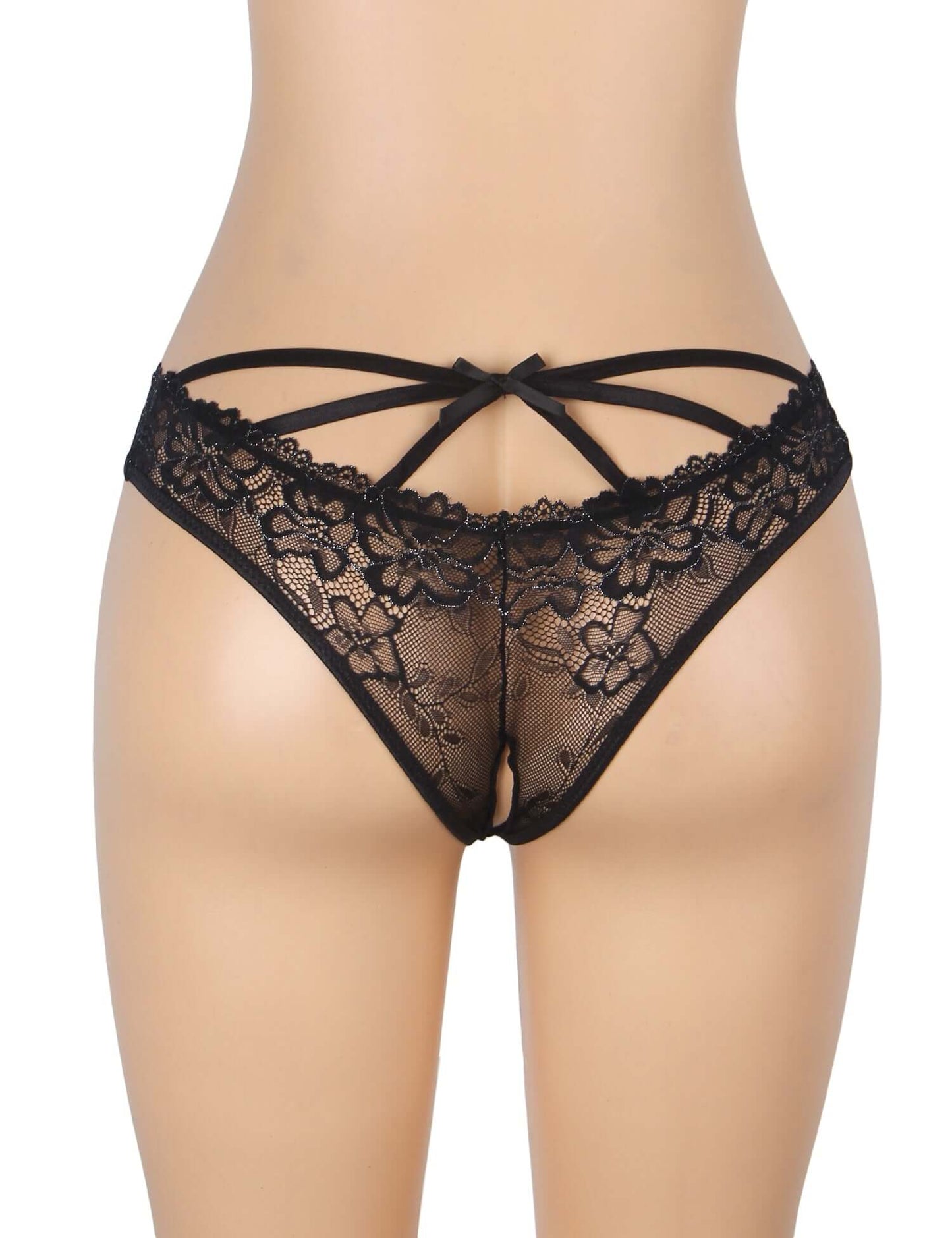 Black Lace Cross-Strap Women’s Sheer Panty