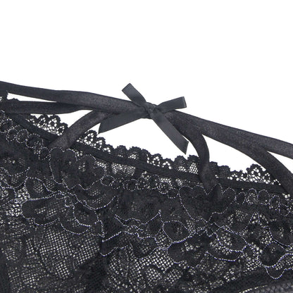 Black Lace Cross-Strap Women’s Sheer Panty