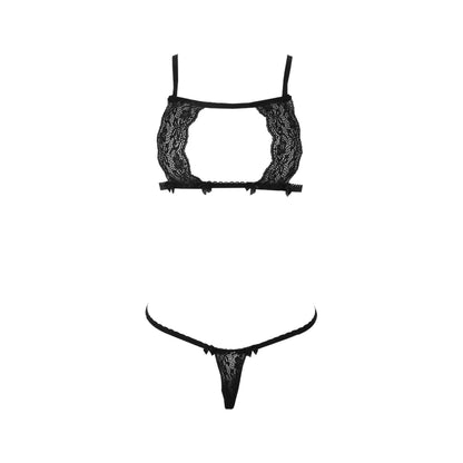 Black lace erotic bra set