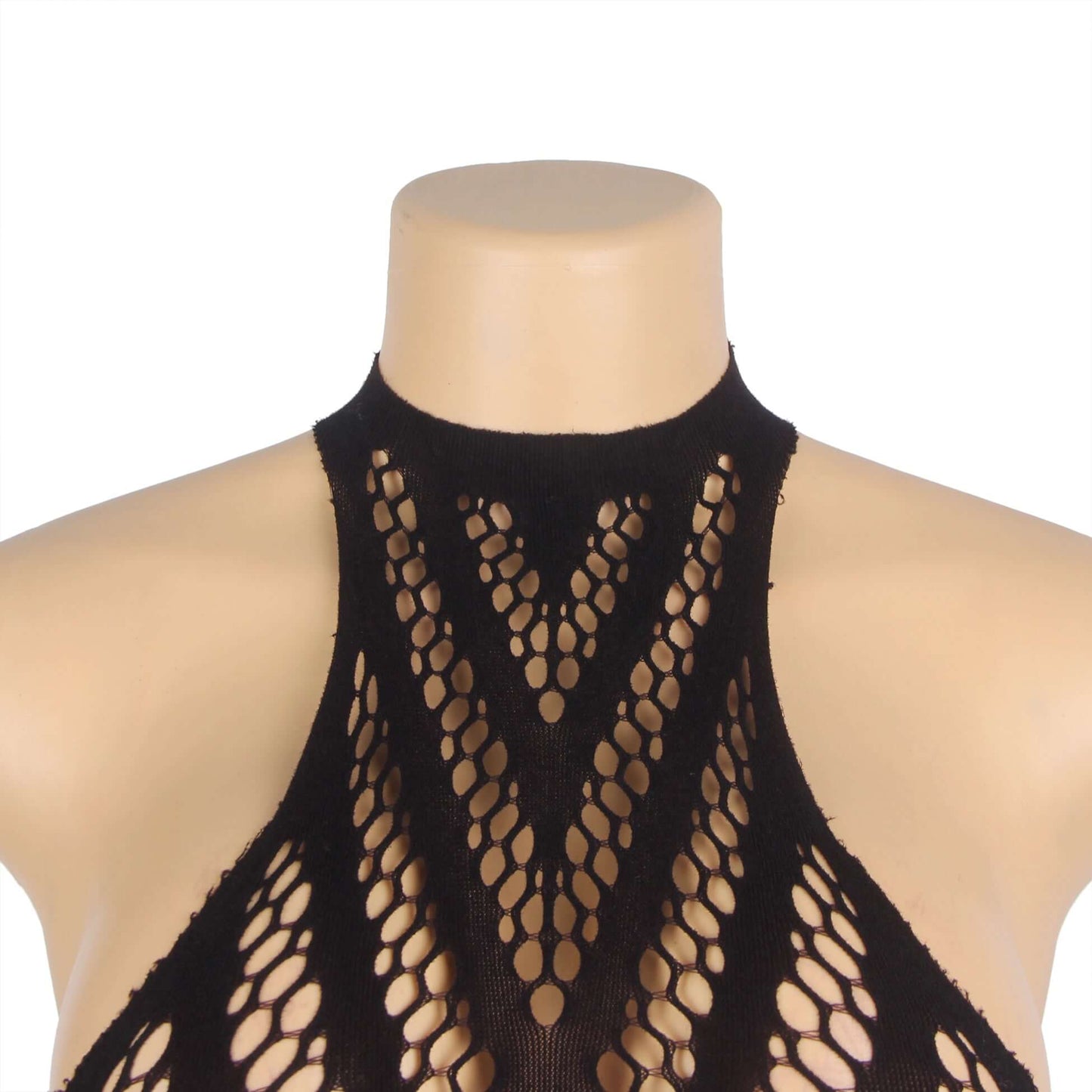 Black And Red Gradient Stretchy Transparent Fishnet Bodystocking